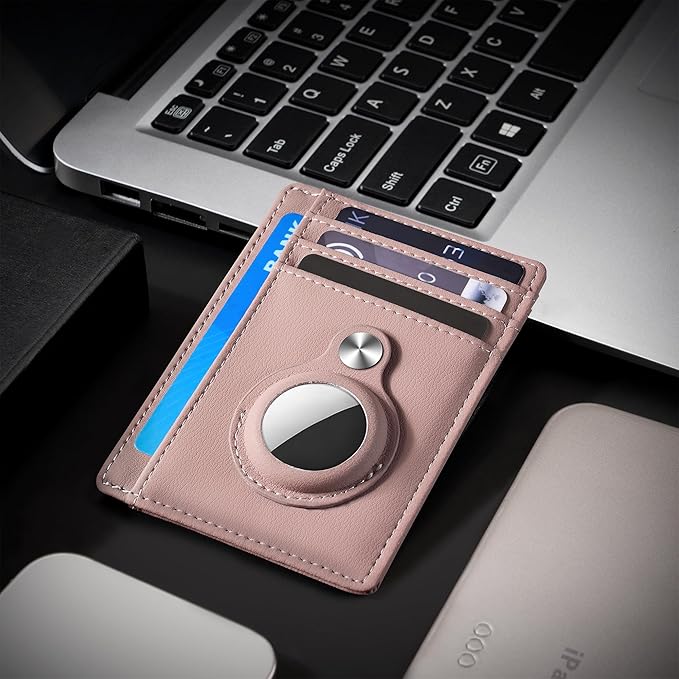 Hawanik Slim Minimalist Front Pocket Air Tag Wallet, RFID Blocking Card Holder Wallet with Airtag Holder