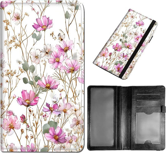 DEGDFSGR Checkbook Cover PU Leather Checkbook Covers for Women for Duplicate Checks, Check Book Covers with RFID Blocking Function for Personal Checkbook, Watercolor Cosmos Flower