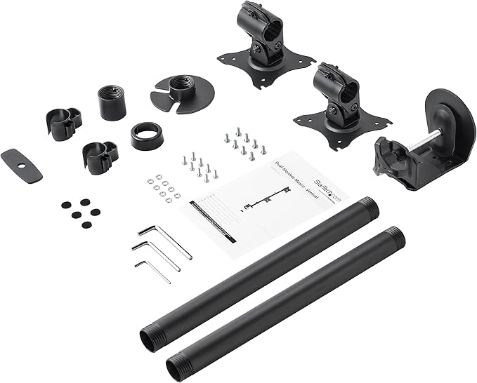 StarTech.com Vertical Desk Mount Dual Monitor Arm - for Monitors 13 to 27 - Adjustable - Desk Clamp/Grommet-Hole Mount - Dual VESA Monitors - Black (ARMDUALV)