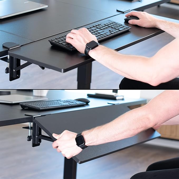 VIVO Clamp-on 36 x 12 inch Foldable Desk Extender, Wrist Support Arm Rest, Office Keyboard Tray, Side Table Extension Attachment, Black, DESK-EXT36