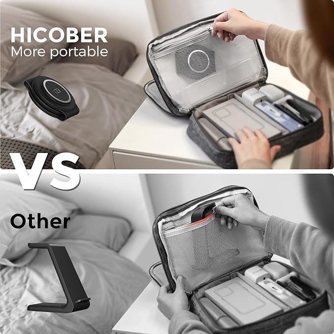 HICOBER 3 in 1 Charging Station for Multiple Apple Devices, Compatible with iPhone 17/16/15/14/13, Apple Watch & AirPods, Foldable Fast Wireless Charger & Travel Charger for Home/Office/Trips