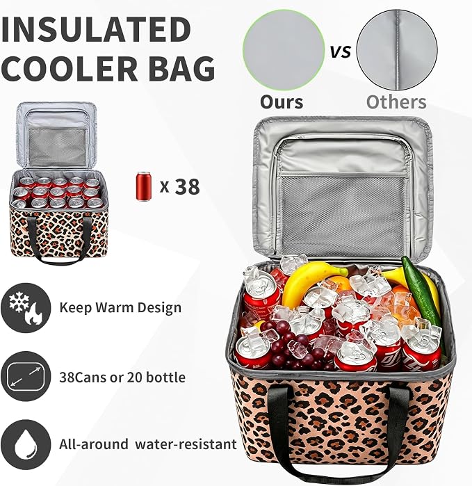 GDNasist Car Trunk Organizer and Storage with Lid & Removable Cooler Bag, Car Accessories 6 Removable Dividers for Custom Space, Collapsible Trunk Organizers Interior for SUV & Sedan, Large