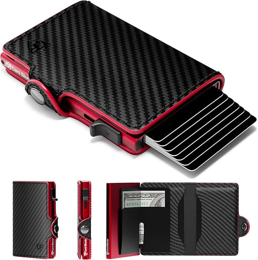 Conceal Plus Card Blocr Pop Up Wallet for Men - Slim Metal RFID Blocking Card Holder (4-6 Cards Ejector) - Minimalist Smart Front Pocket Wallet with Internal Cash + ID Storage