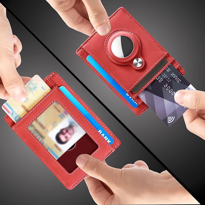 Hawanik Slim Minimalist Front Pocket Air Tag Wallet, RFID Blocking Card Holder Wallet with Airtag Holder