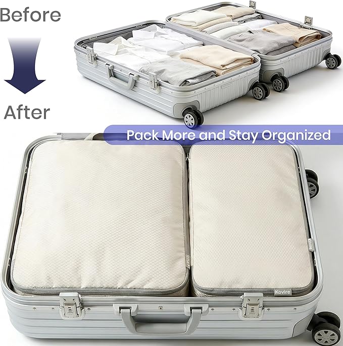 Compression Packing Cubes for Travel, Set of 6 Expandable Luggage Organizers with Shoe Bag, Lightweight Water-Resistant Suitcase Essentials for Carry-on & Checked Luggage, Blue