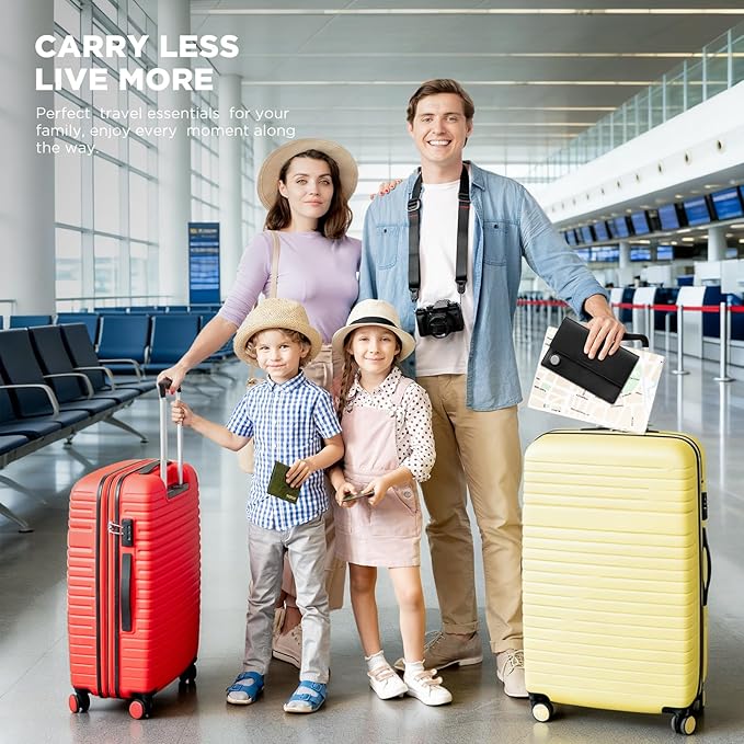 VULKIT Family Passport Holder for 4 Leather Passport Wallet with Airtag Slot Multiple Passport Holder RFID Blocking Bifold Travel Documents Organizer