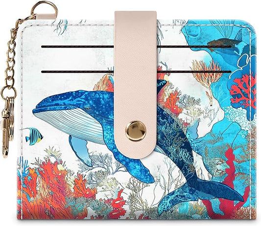 Airkit Small Wallets Woman RFID Blocking Leather Credit Card Holder - with ID Window - Card Wallets for Women - with Zipper Coin Purse - Keychain Wallet