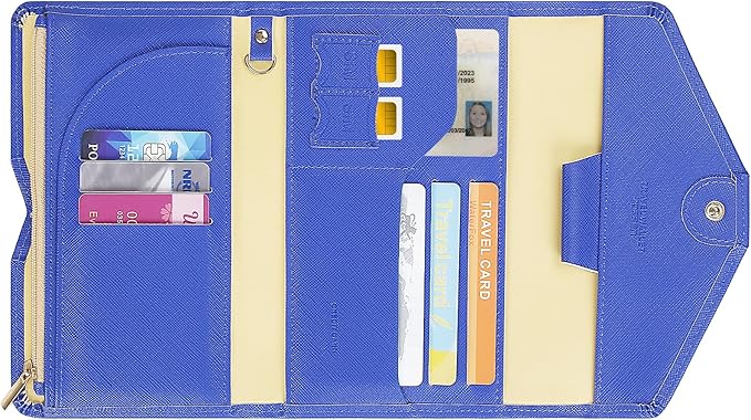 ZOPPEN Mulit-purpose Rfid Blocking Passport Holder Travel Wallet (Ver.4) Passport and Vaccine Card Holder ComboTri-fold Document Organizer Travel Essentials
