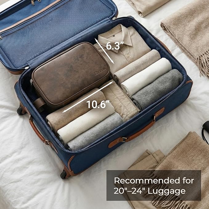 Elviros Toiletry Bag for Men, Large Travel Shaving Dopp Kit Water-resistant Bathroom Toiletries Organizer PU Leather Cosmetic Bags Fathers Day Gift (Medium, Chocolate)
