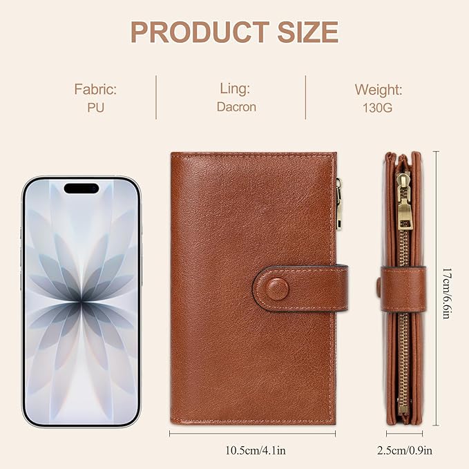 BKNOOU Rfid Blocking Passport Holder for Women and Men, Compact Travel Passport Wallet Leather Travel Wallet Trifold Clutch Wallet, Passport Cover Holds Cards, Tickets, Cash and Pen
