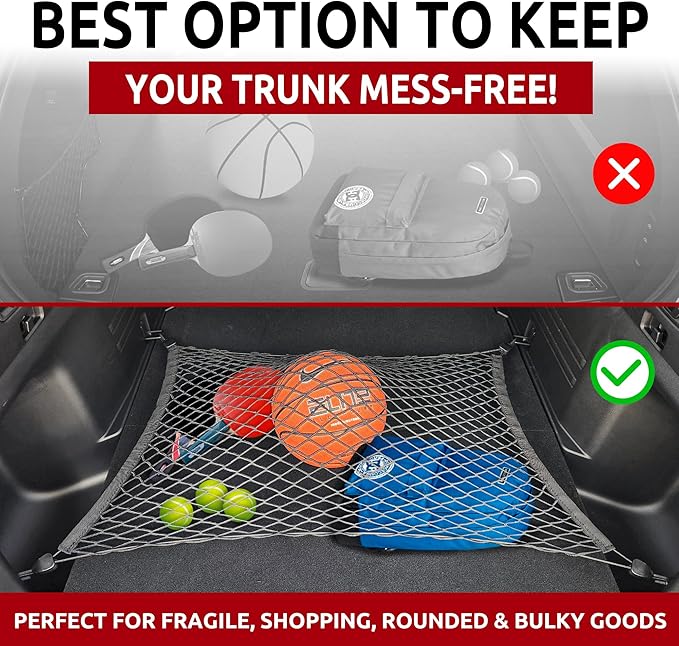 Floor Style Automotive Elastic Trunk Mesh Cargo Net for Mazda CX-50 2023-2025 - Premium Trunk Organizers and Storage - Luggage Net for Crossover - Best Car Organizer for Mazda CX50