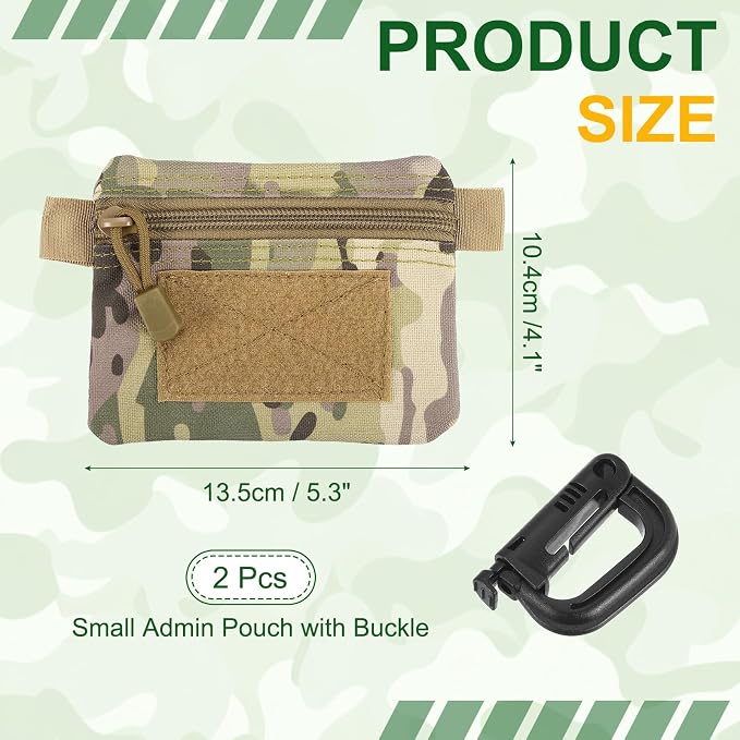 Small Admin Pouch, Nylon Zipper Pouch Storage Pocket with Hook and Loop Compact Camping Gear Organizer