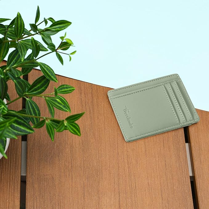 Travelambo Slim Wallet Front Pocket Minimalist Leather RFID Blocking Medium Size