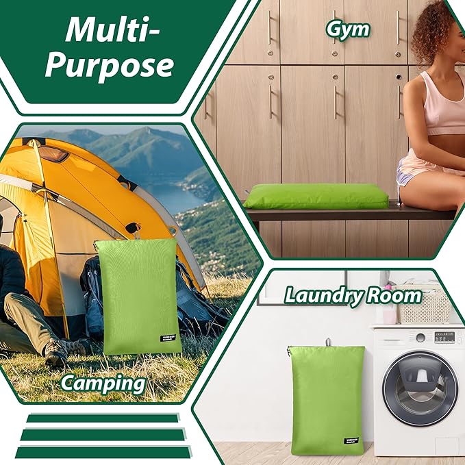 Veki 2 Pack Travel Laundry Bag, Waterproof Dirty Clothes Bags with Handles, Washable Wet Dry Bag, Essential Storage Organizer for Camping, Gym, Swimsuit, Suitcase, College Dorm (White&Green, X-Large)