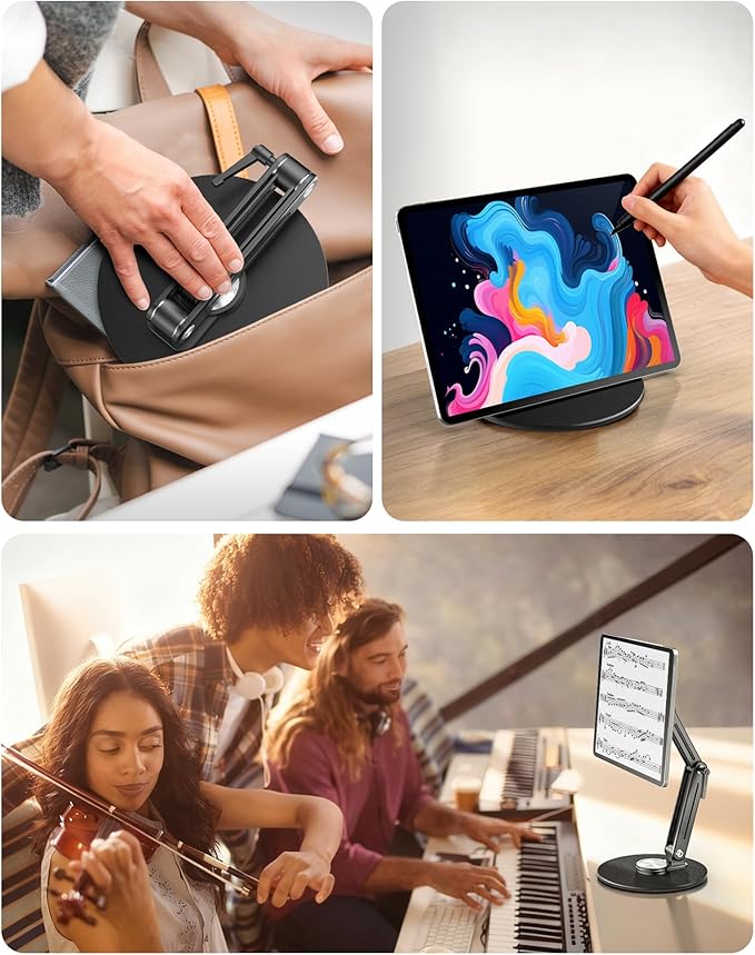 Jakeko Magnetic Portable Monitor Stand 15.6" - up to 16" 18.5 inch Tablet Holder for iPad VESA Mount 75mm for Desk Adjustable Foldable 360° Swivel (Up to 18.5'')