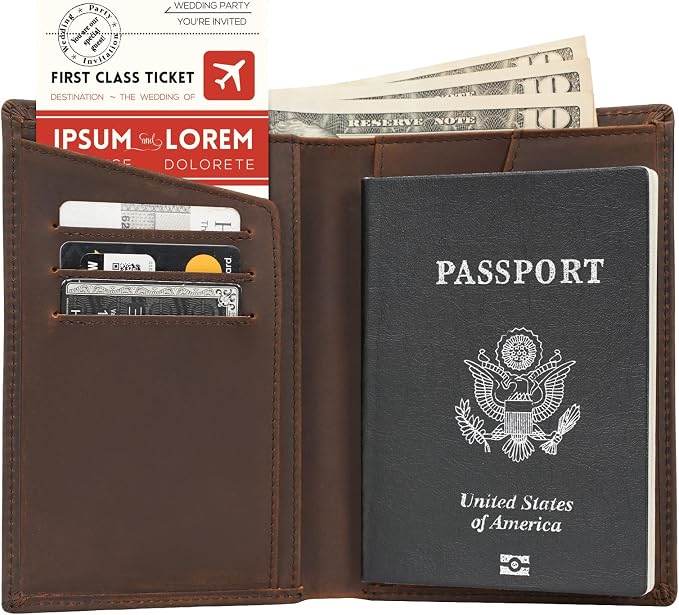 Polare Functional RFID Blocking Leather Passport Holder Travel Bifold Wallet For Men(Dark Brown)