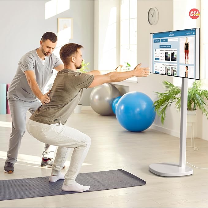 CTA Ergonomic Floor Stand For Monitors & TV?™s Up To 35-inches & 22 lbs - Mobile Stand With Anti-Knockdown Base & Height Adjustable - Commercial Grade - (ADD-MSADFS)