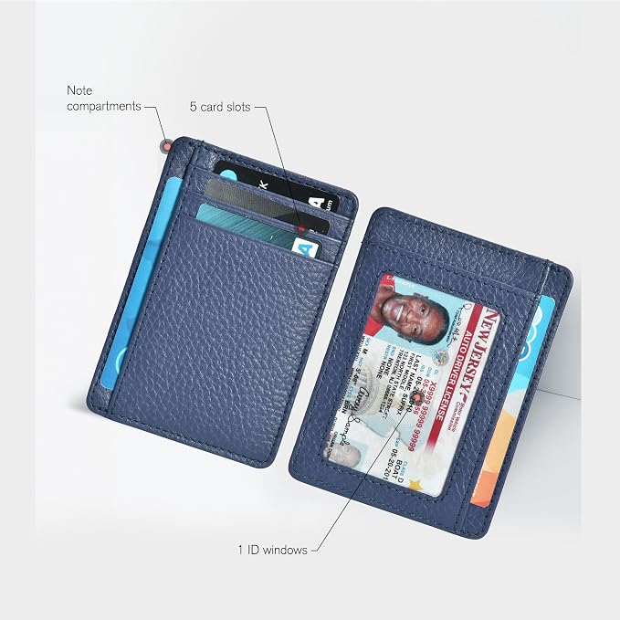 Oak Leathers Leather Slim Minimalist Wallet for Men & Women RFID Front Pocket Leather Card Holder Wallets (Purple)