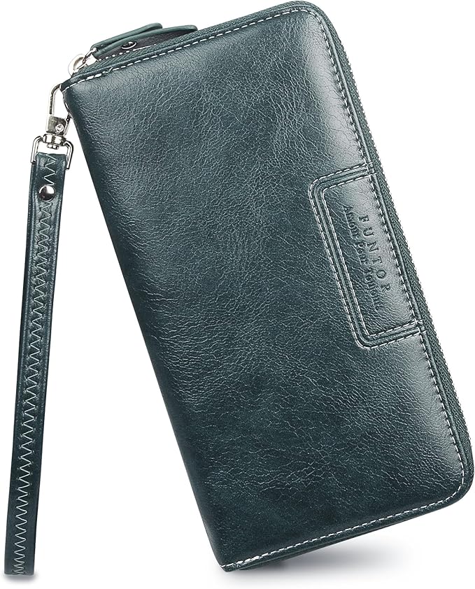 FT FUNTOR Wristlet Wallets for Women, Ladies PU Vegan Leather Clutch Wallet Zip around Phone Purse Card Holder Organizer