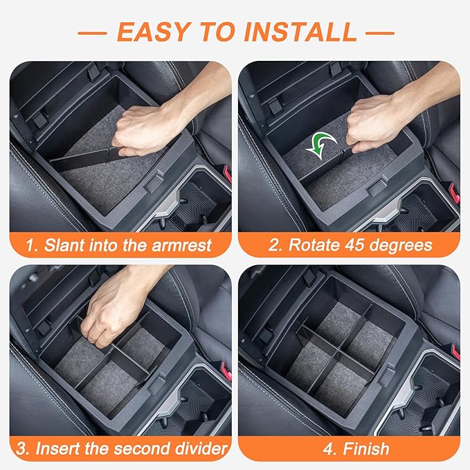 JKCOVER Compatible with 2024 2025 2026 Toyota Tacoma Center Console Divider Organizer Secondary Storage Insert Armrest Accessories ABS Material (Patented Design, 4 Compartments)