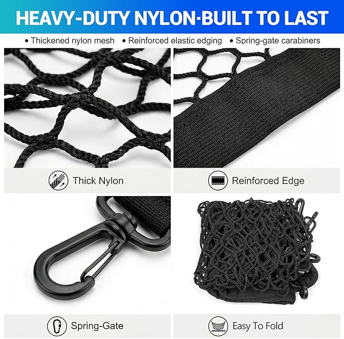 Trunk Cargo Net Fits for 2010-2024 Toyota 4Runner Trunk Organizer Floor Flat String Bag Cargo Storage Pocket Compatible with 4Runner 5-Seat 2nd Row Accessories Elastic Stretchable Net