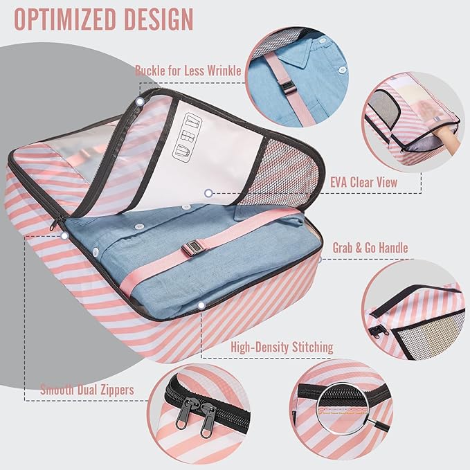 8 Set Packing Cubes for Travel Essentials, Suitcase Organizer Bags in 4 Sizes, Carry-On Luggage Accessories with Laundry Bag, Airplane Must Have, Gifts for Women Men