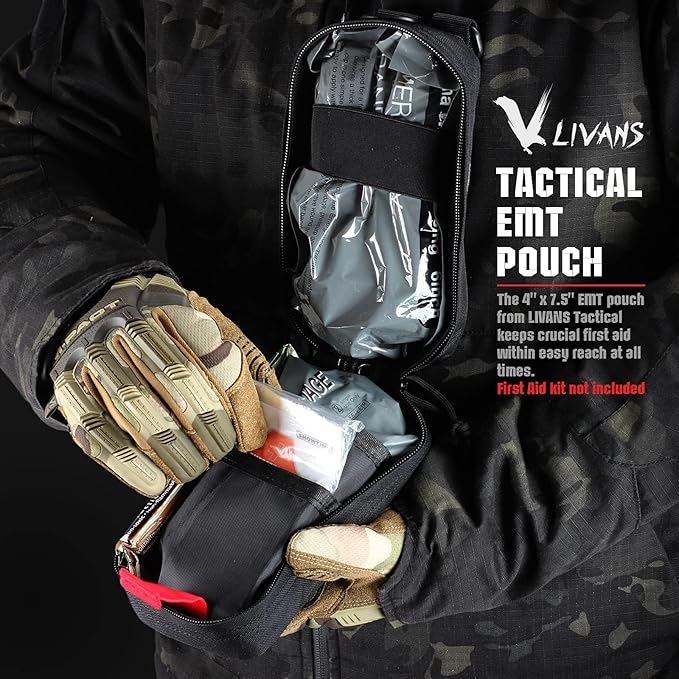 Tactical MOLLE Medical Pouch, Rip-Away EMT First Aid Pouch IFAK Trauma Kit Everyday Carry Survival Bag Include Cross Patch