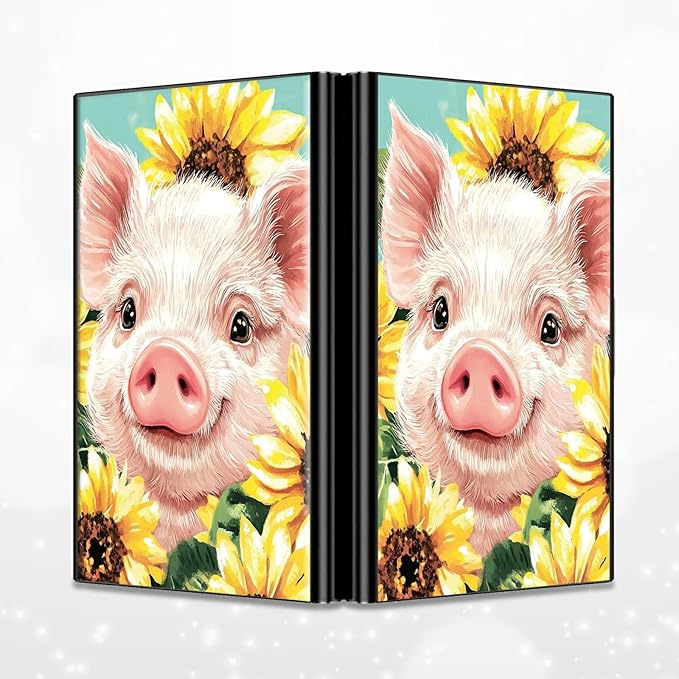 Slim Credit Card Holder, Pig Sunflowers RFID Blocking Metal Wallet for Men & Women, Aluminum Minimalist Hard Case Pocket-Sized Business Cards Organizer (Fits Up to 10 Cards)
