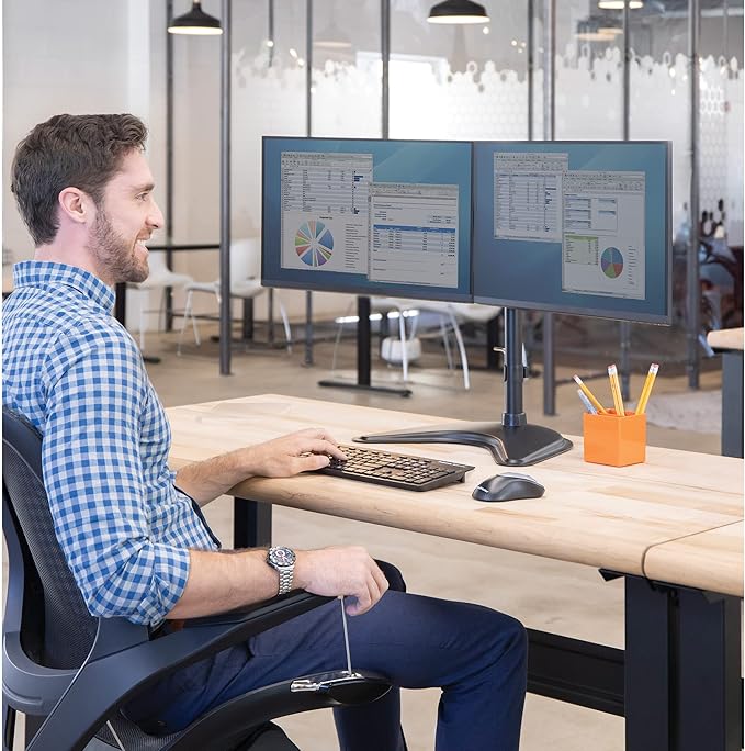 Fellowes 8043701 Professional Series Free Standing Computer Monitor Stand for 2 Monitors with Horizontal Monitor Arms, 27 Inch Monitor Capacity