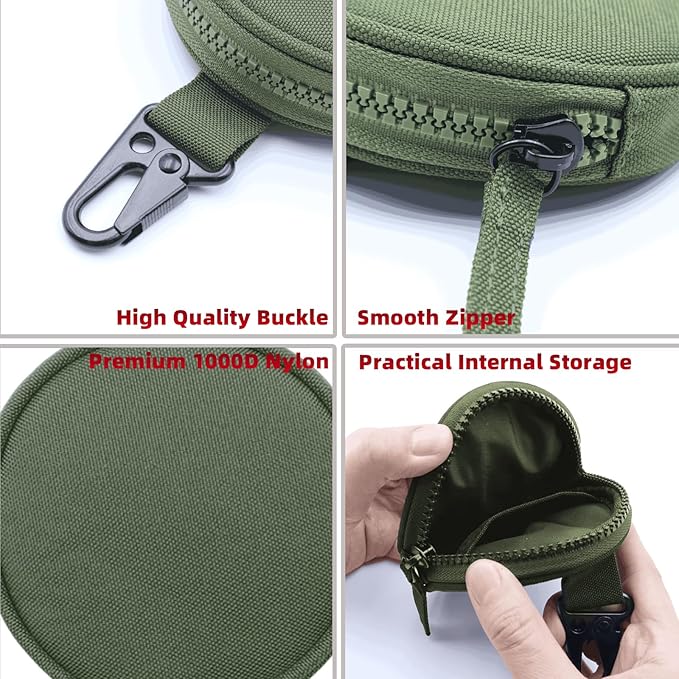 Tactical EDC Pouch for Men - 1000D Nylon Round Small Utility, Triangle Buckle Belt, Water-Repellent EDC Organizer, Coin Pouch for Keys & Earbuds