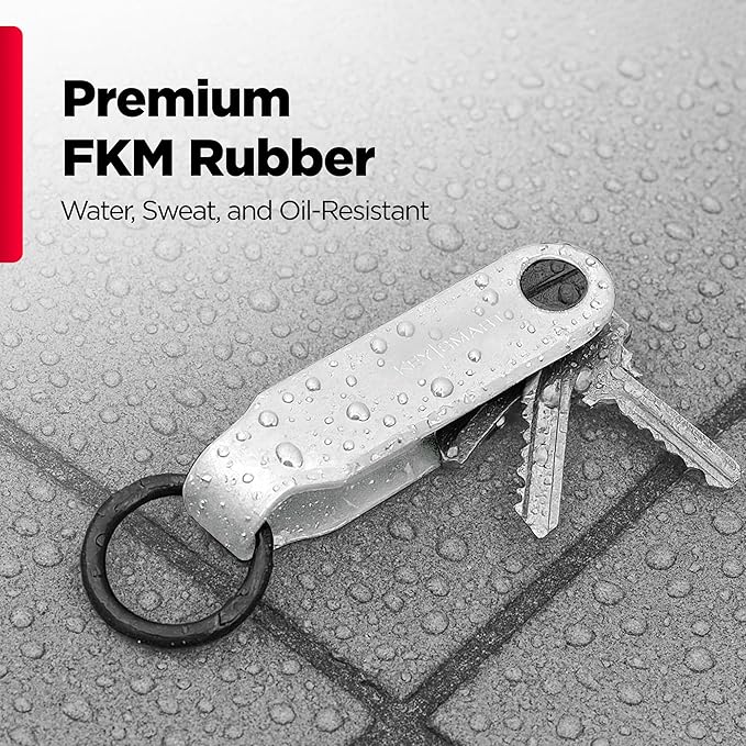 KeySmart Loop - Keychain Key Holder, FKM Silicone Compact Key Organizer for Key Chain, Clutter-Free Compact EDC Key Chains