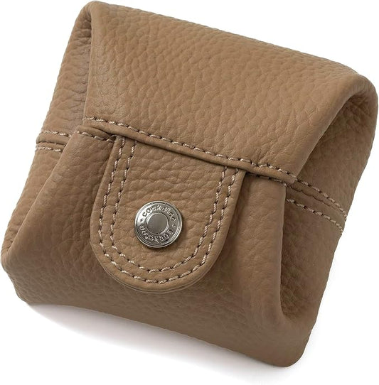 Cockatoo Genuine Leather Coin Pouch Change Holder, Mini Snap Pocket Wallet for Men Women (Shifting Sand,Large)