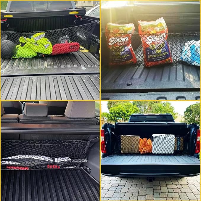 for Toyota Sienna Envelope Style Truck Bed Cargo Net - Fits 2013-2024 2025 2026 Sienna Accessories Cargo Net for Pickup Truck Bed - Heavy Duty Carabiners