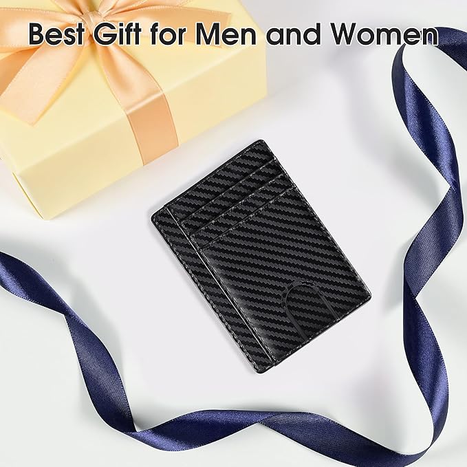 Slim Minimalist Wallet for Men,Front Pocket Wallet RFID Blocking Small Thin Credit Card Holder,ID Card Case Gift for Men Carbon Fiber Black