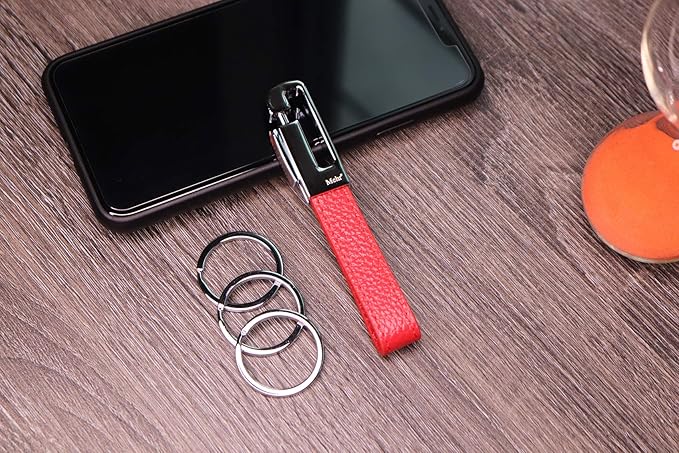 Mehr Key Chain - Leather Detachable Keychain, Valet Luxury Car Keyring Holder, Gift Idea Men Women KC8, Red