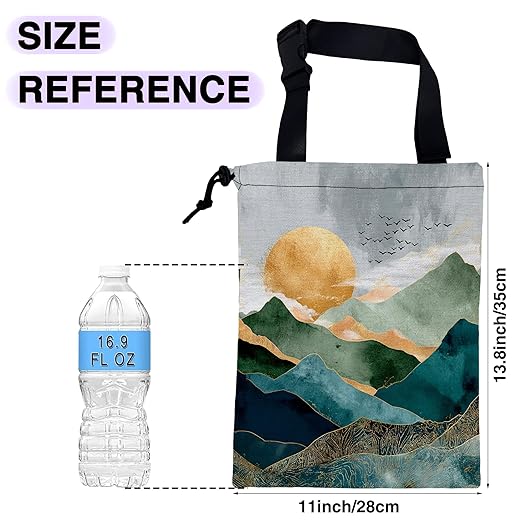 Car Trash Bag Hanging Golden Mountain Sun Car Trash Can for Back Seat Waterproof Car Garbage Can with Adjustable Straps and Drawstring for Car Accessories Vehicle Travelling Camping