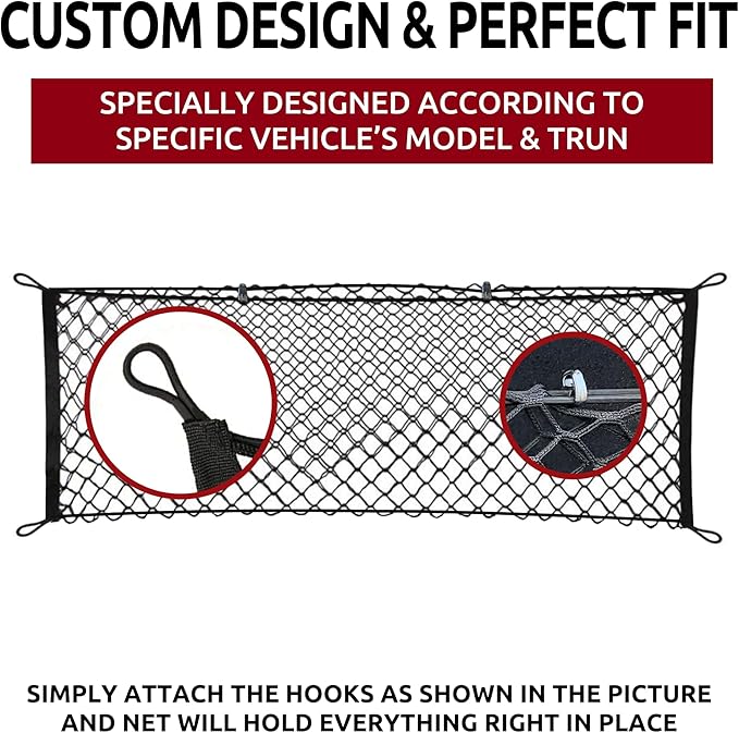 Envelope Style Automotive Elastic Trunk Mesh Cargo Net for Toyota Avalon 2018-2022 - Premium Trunk Organizers and Storage - Luggage Net for Sedan - Best Car Organizer for Toyota Avalon