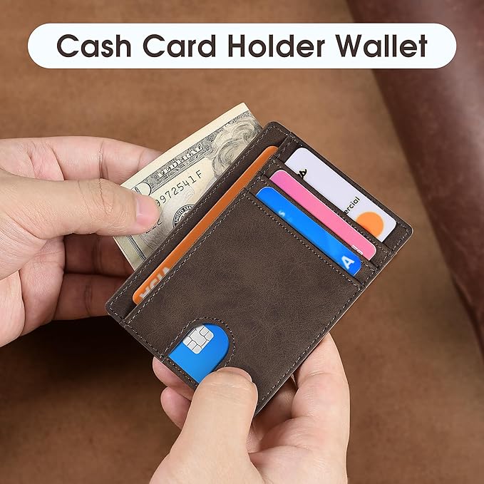 Slim Minimalist Wallet for Men,Front Pocket Wallet RFID Blocking Small Thin Credit Card Holder,ID Card Case Gift for Men Coffee