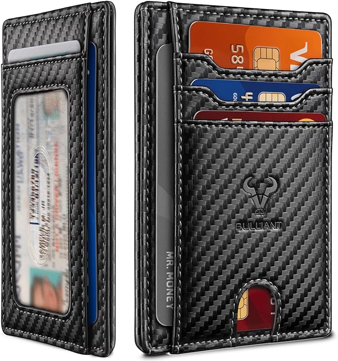 BULLIANT Slim Wallet, Skinny Minimal Thin Front Pocket Wallet Card Holder For Men 7Cards 3.15"x4.5",Gift-Boxed