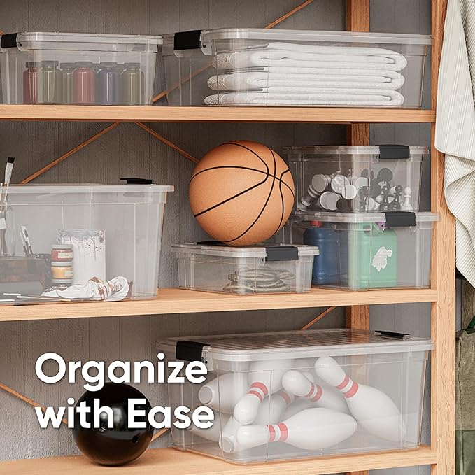 Superio Clear Storage Boxes with Lids, 2.3 Quart Plastic Container Bins for Organizing, Stackable Crates, BPA Free, Non Toxic, Odor Free, Organizers for Home, Office and Dorm, 5 Pack