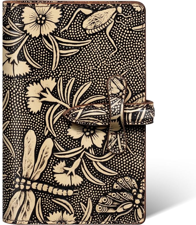 Genuine Leather Passport Holder Travel Bifold Wallet For Men And Women Slim RFID Blocking Butterfly pattern