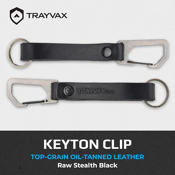 Trayvax Keyton Leather Keychain, Quick Release Carabiner Clip Key Chain for Men and Women, Stainless Steel
