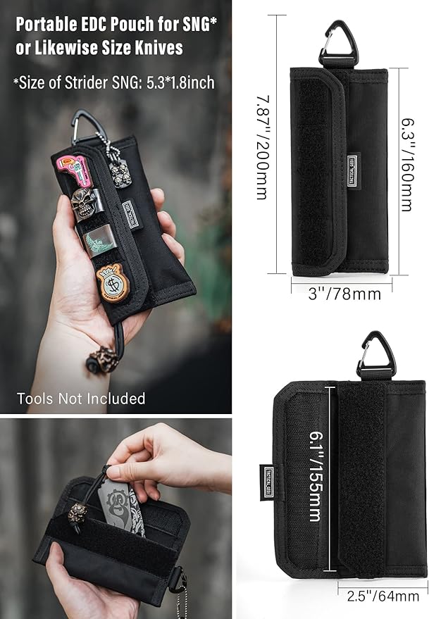 TACTICAL GEEK Storage A2 L Pouch Organizer, Nylon Handheld Wallet, Multi-Purpose EDC Storage Pocket, Multitools Pocket Organizer for Men, Compact Gadget Pouch for Daily Carry Black
