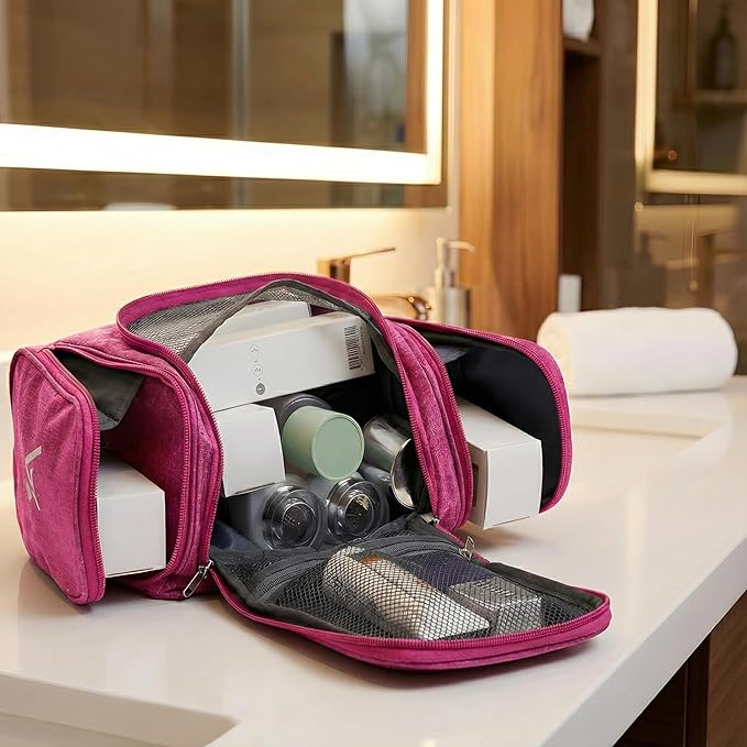 Bago Travel Toiletry Bag for Women and Men X-Large Waterproof Hanging Large Toiletry Bag for Bathroom and Travel Bag for Toiletries Organizer - Makeup Bag (SnowPink)