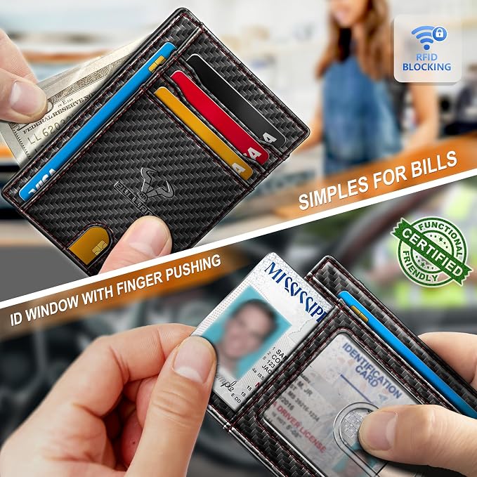 BULLIANT Slim Wallet, Skinny Minimal Thin Front Pocket Wallet Card Holder For Men 7Cards 3.15"x4.5",Gift-Boxed