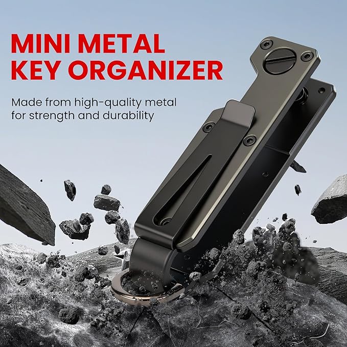 Key Organizer – Minimalist Metal Key Holder for 1-5 Keys, Compact Keychain with Clip, Noiseless & Sleek Design for Men and Women (Green)
