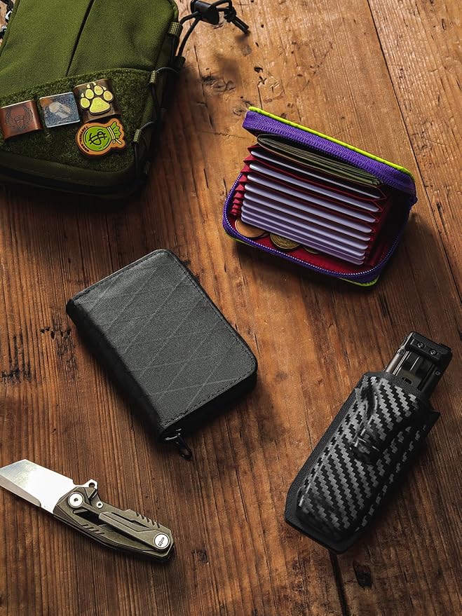 TACTICAL_GEEK PC1 EDC 11-Slot Nylon Card Holder for Credit Cards, Lightweight Zippered Minimalist Wallet for Men and Women, with Coin Pouch, Ultra-light and Waterproof (Grey)