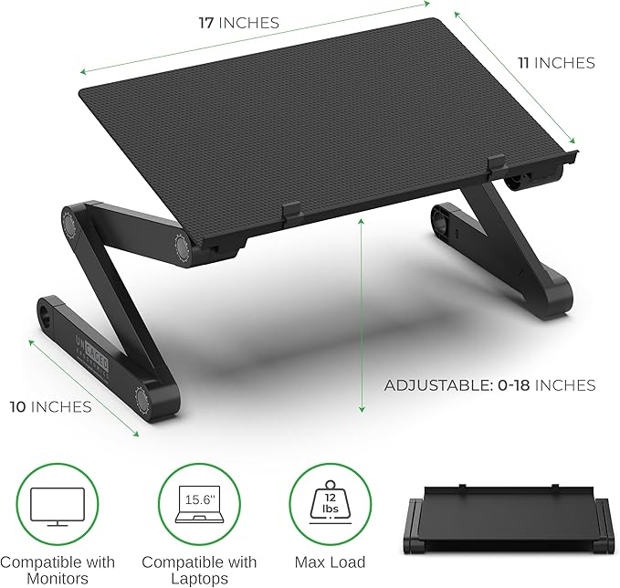 WorkEZ Monitor Stand, Single Mount Height Adjustable Monitor Riser for Desk, Ergonomic Desktop Computer Stand