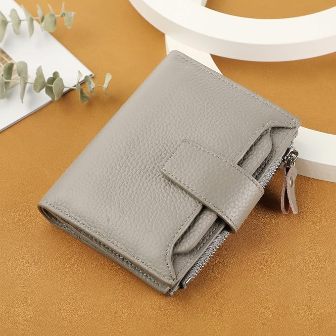 Lavemi Small Compact Women Wallet RFID Blocking Genuine Leather Bifold Purse with ID Windows