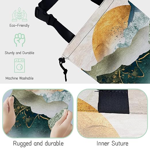 Green Mountains Car Garbage Bag,Golden Sunset Waterproof Small Car Trash Bag Hanging Back of Seat,Drawstring Hanging Car Trash Bag with Adjustable Buckle for Car Accessories